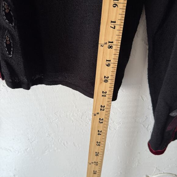 J Jill Sweater Y2k Whimsigoth Medium Petite Floral Embroidered Button‎ Cardigan - Picture 6 of 9